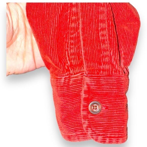 80s Chaps Ralph Lauren Red Corduroy Button Down Shirt M - Picture 5 of 7